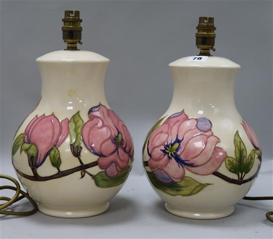 A pair of modern Moorcroft lamps